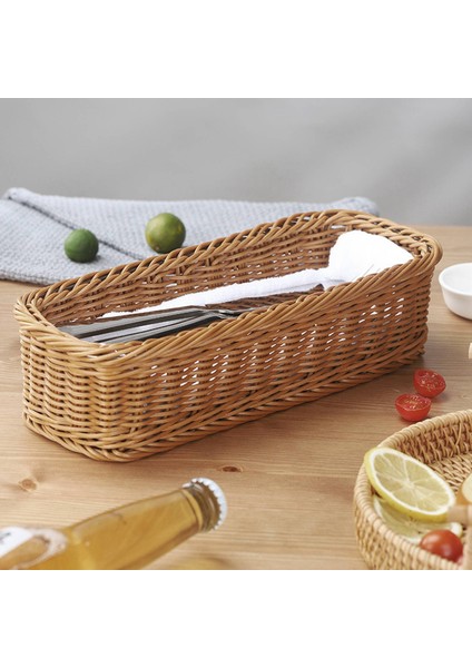 Masaüstü Çatal Bıçak Takımı Depolama Sepeti Dokuma Sepet Restoran Sofra Drenaj Saklama Kutusu Sofra Saklama Sepeti, Kahverengi (Yurt Dışından) indirimleri