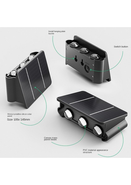 Güneş Enerjili Duvar Lambası Dış Mekan Yukarı-Aşağı Aydınlatma LED Lamba Avlu Bahçe Için Güneş Enerjili Duvar Yıkama Işıkları 6 Işık (Yurt Dışından) indirimleri