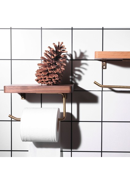 Tutucu Banyo Rafı Doku Asma Raf Duvara Monte Rulo Doku Tutucu Kahverengi Renk Kısa (Yurt Dışından)