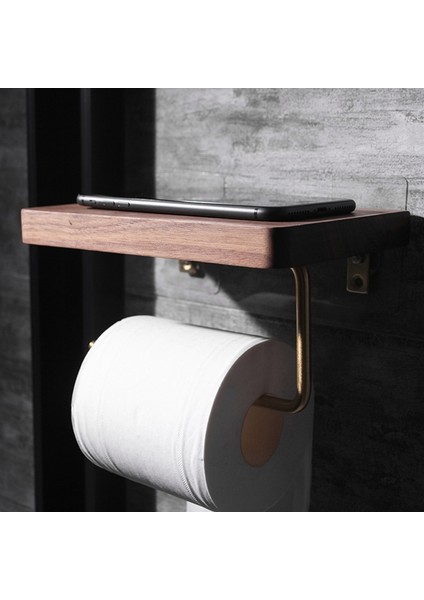Tutucu Banyo Rafı Doku Asma Raf Duvara Monte Rulo Doku Tutucu Kahverengi Renk Kısa (Yurt Dışından)