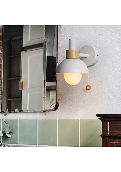 Oturma Odası Sundurma Koridor Lambası Iskandinav Minimalist Modern Yatak Odası Başucu Lambası Macaron Duvar Lambası (Beyaz) (Yurt Dışından)
