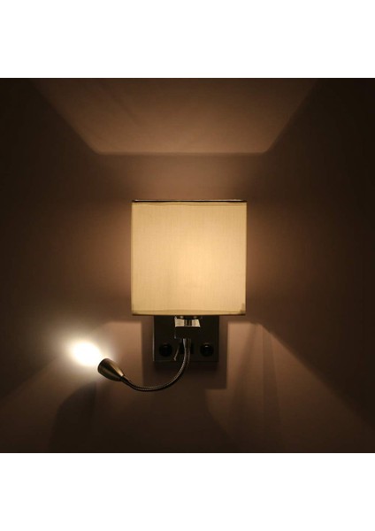 Modern LED Duvar Lambası Başucu Yatak Odası Aplik Aplik Anahtarı ile USB Iç Başlık Ev Otel Duvar Işıkları (Ampul Olmadan) (Yurt Dışından)