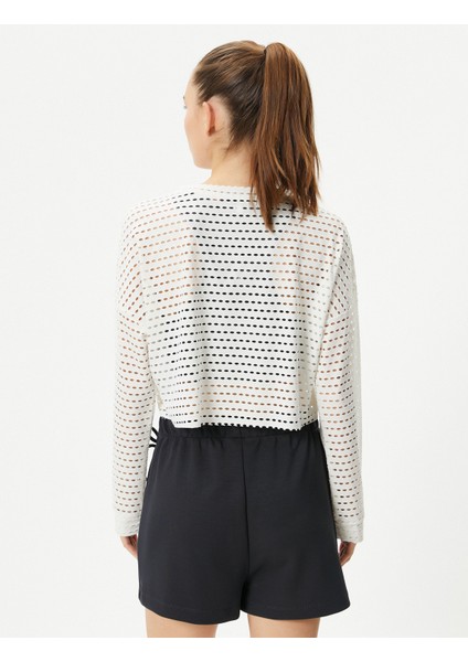 Crop File Tişört Spor Uzun Kollu Bisiklet Yaka fırsatları