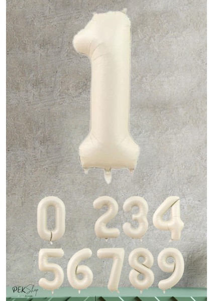 Krem Renk Rakam Folyo Balon 1