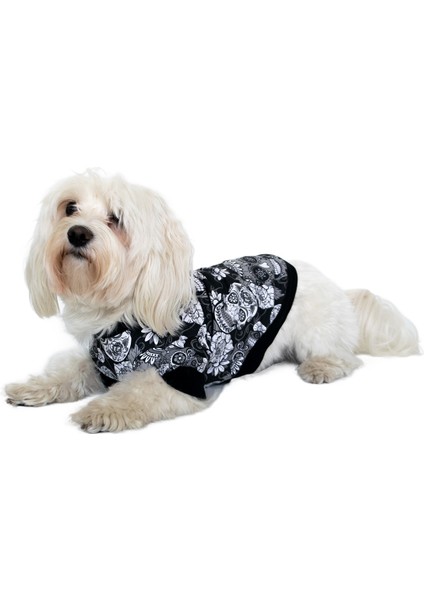 Kuru Kafa Desenli Penye Kumaş Köpek Tişört