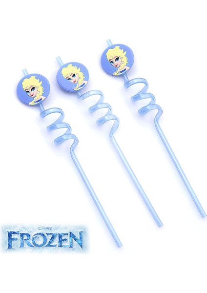 Frozen Elsa 3D Lisanslı Sarkıt ve 3'lü Pipet Seti-Çocuk Odası