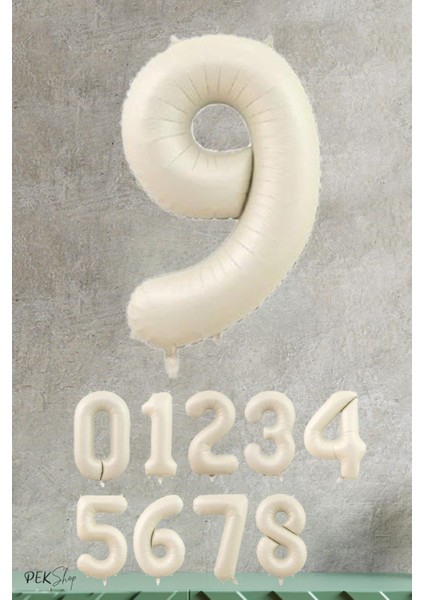 Krem Renk Rakam Folyo Balon 9