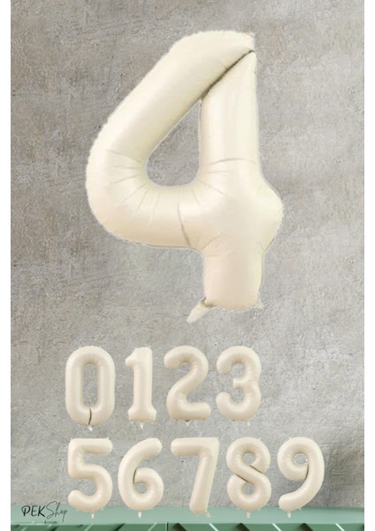 Krem Renk Rakam Folyo Balon 4