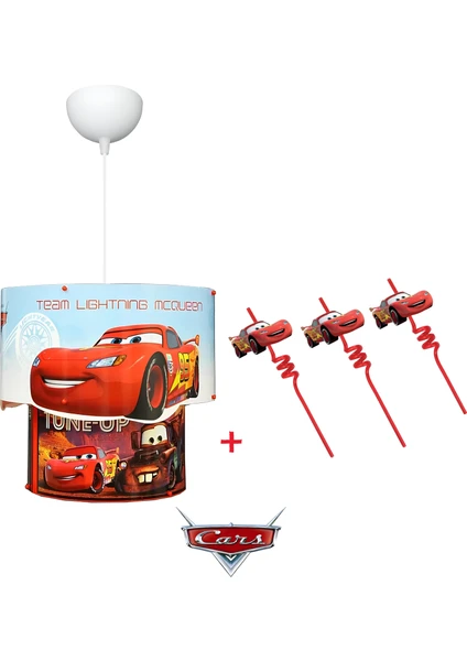 Cars 3D Lisanslı Sarkıt ve 3'lü Pipet Seti-Çocuk Odası