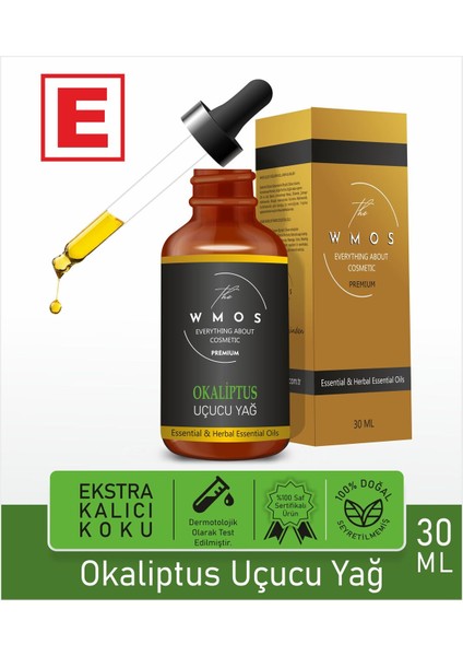 Okaliptus Uçucu Yağ 100 % Saf Esansiyel Uçucu Yağ Aromaterapi Yağı Oda Kokusu Cam Damlalıklı 30ML