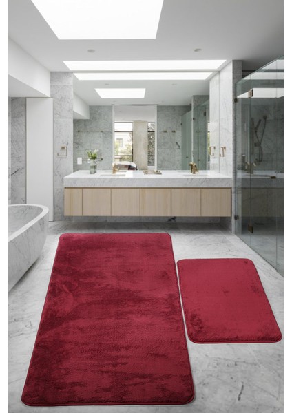 Relax Mürdüm 80X150 + 50X80 cm Büyük Ebat 2'li Banyo Halısı Paspası Seti Kaymaz Klozet Takımı