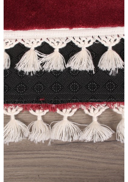 Relax Mürdüm 60X100 + 50X60 cm 2'li Köşeli Ponpon Saçaklı Banyo Halısı Paspası Seti Kaymaz Tabanlı fırsatları