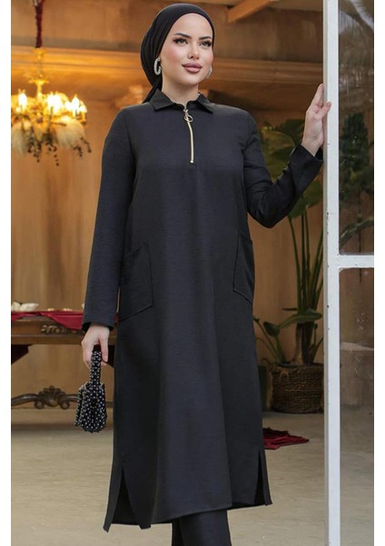 Cepli Siyah Tesettür Tunik 4771S