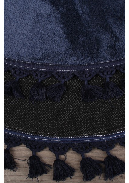 Relax Lacivert Yuvarlak 150X150 cm Ponpon Saçaklı Kaymaz Tabanlı Makinede Yıkanabilir Banyo Paspası fırsatları