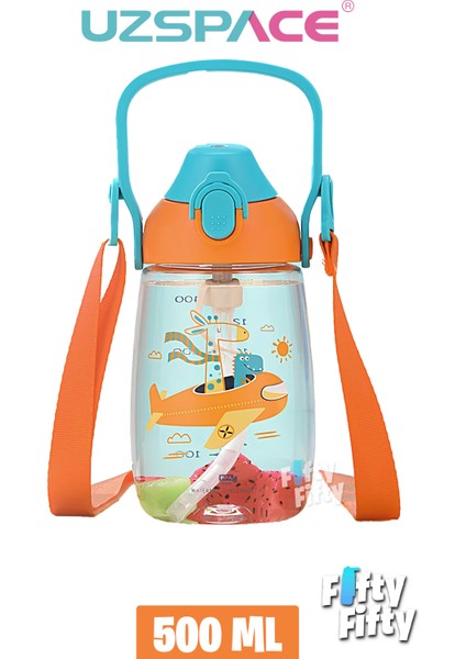 Pipetli 500 ml Boyun Askılı Tritan Çocuk Su Matarası -Kutulu- FFUZ2201500