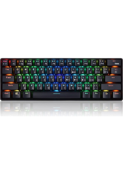 YK600 Mekanik Klavye 61 Tuşlu Rgb Arka Işık 2.4g+ Kablolu Çift Modlu %60 Kompakt Mekanik Klavye (Rusça Versiyon) (Yurt Dışından)