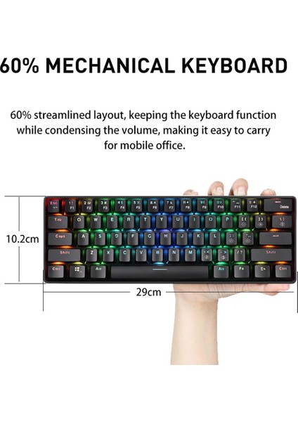 YK600 Mekanik Klavye 61 Tuşlu Rgb Arka Işık 2.4g+ Kablolu Çift Modlu %60 Kompakt Mekanik Klavye (Rusça Versiyon) (Yurt Dışından) modelleri
