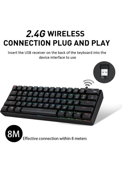 YK600 Mekanik Klavye 61 Tuşlu Rgb Arka Işık 2.4g+ Kablolu Çift Modlu %60 Kompakt Mekanik Klavye (Rusça Versiyon) (Yurt Dışından) indirimleri