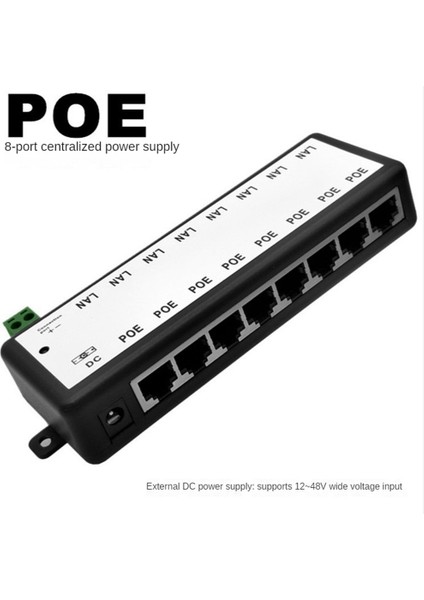 Poe Enjektörü 8 Bağlantı Noktalı Poe Güç Adaptörü Cctv Ağı Için Ethernet Güç Kaynağı Poe Kamera Ethernet Üzerinden Güç, Beyaz (Yurt Dışından)