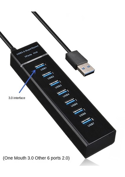 USB 3.0 USB 2.0 7 Port Hub Splitter Adaptör Kablosu Uzunluğu 120 cm Masaüstü Pc Dizüstü Klavye Fare Mobil Sabit Disk Için (Yurt Dışından)