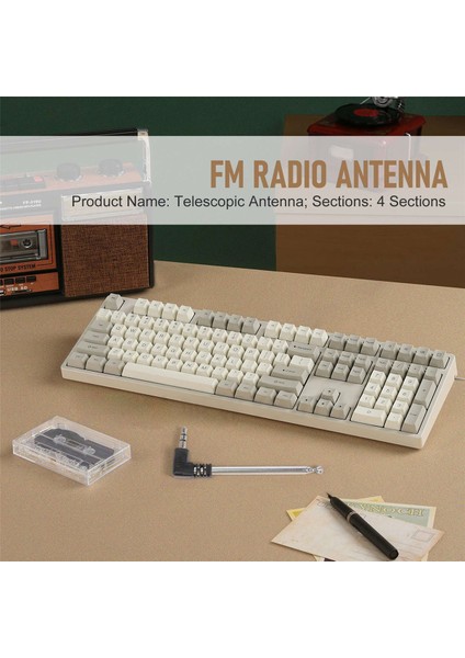 22,5 cm 4 Bölüm Teleskopik Am Fm Radyo Anteni 3,5 mm Fiş (Yurt Dışından)