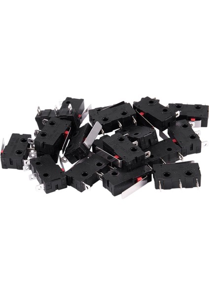 20 Adet Ac 125V 250V 5A Spdt 3-Pin Anlık Plastik Mikro Limit Anahtarı Siyah + Gümüş (Yurt Dışından)