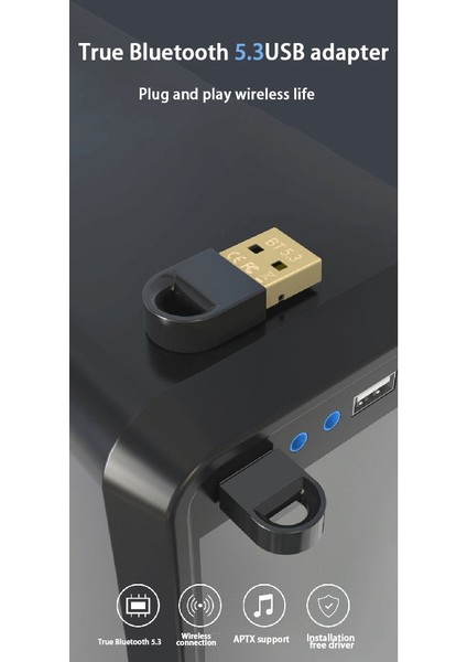 USB Bluetooth 5.3 Adaptörü USB Masaüstü Bilgisayar Bluetooth Alıcısı Klavye Fare Bluetooth Verici (Yurt Dışından)
