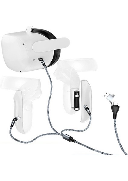 Oculus Quest 2 Için Manyetik Kontrol Cihazları Şarj Kablosu, 2 Pilli Şarj Ünitesi Kiti, Pil Kapağı, Şarj Kablosu (Yurt Dışından)