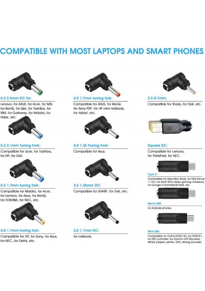 Usb'den Dc'ye Güç Kablosu Evrensel Usb'den Dc Jack'e Şarj Kablosu Güç Kablosu, 13 Değiştirilebilir Fiş Konnektörü Adaptörü (Yurt Dışından)