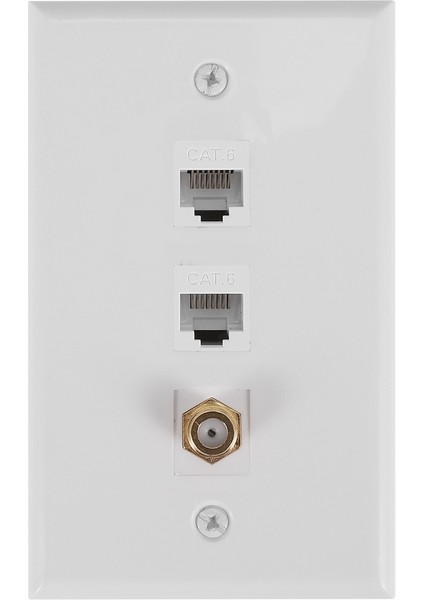 Ethernet Koaksiyel Duvar Plakası, 2 Port Cat6 RJ45 Keystone ve 1 Port F Tipi Konnektör Koaksiyel Keystone Dişi - Dişi Duvar Plakası (Yurt Dışından)