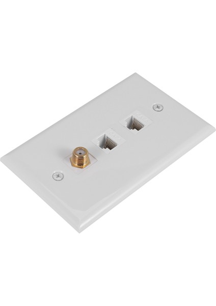 Ethernet Koaksiyel Duvar Plakası, 2 Port Cat6 RJ45 Keystone ve 1 Port F Tipi Konnektör Koaksiyel Keystone Dişi - Dişi Duvar Plakası (Yurt Dışından)