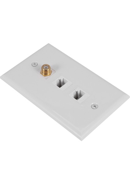 Ethernet Koaksiyel Duvar Plakası, 2 Port Cat6 RJ45 Keystone ve 1 Port F Tipi Konnektör Koaksiyel Keystone Dişi - Dişi Duvar Plakası (Yurt Dışından)