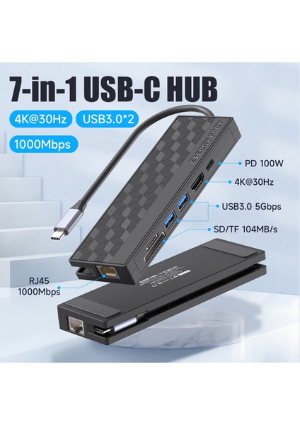 7ın1 USB 3.0 Dock Istasyonu USB C Hub 5 Gpbs Yüksek Hızlı 1000 Mbps Ethernet RJ45 Gigabit 4 K Otg Adaptör Splitter Dizüstü Bilgisayar Için (Yurt Dışından)