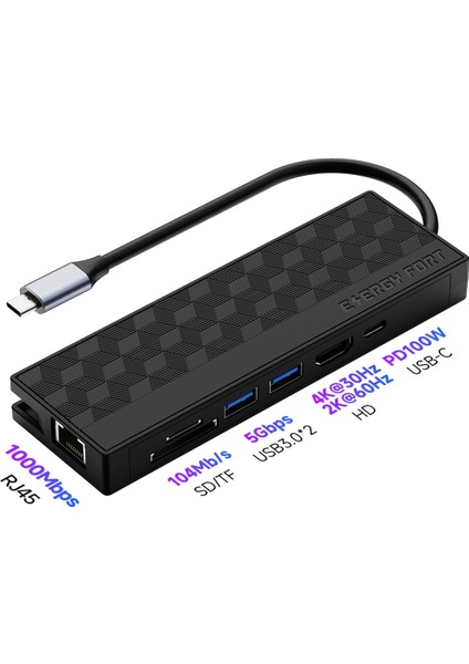 7ın1 USB 3.0 Dock Istasyonu USB C Hub 5 Gpbs Yüksek Hızlı 1000 Mbps Ethernet RJ45 Gigabit 4 K Otg Adaptör Splitter Dizüstü Bilgisayar Için (Yurt Dışından)
