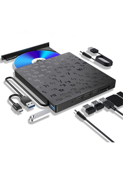 Harici DVD Optik Sürücü Dizüstü Masaüstü Evrensel Çok Fonksiyonlu CD Yazıcı Usb3.0 Harici Optik Sürücü Oynatıcı (Yurt Dışından)