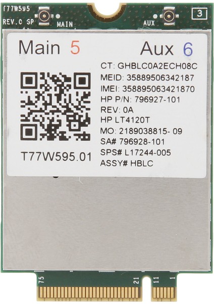 LT4120 X5 Lte T77W595 796928-001 4g Wwan M.2 150 Mbps Lte Modem Hp Elite X2 840 850 G3 640 650 645 G2 Yeşil (Yurt Dışından)