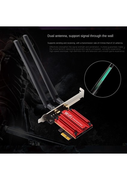 M.2 Pcıe Wifi Kablosuz Adaptör Dönüştürücü Ngff M.2 Wifi Bluetooth Kartı Için 2x Anten ile AX210 AX200 9260 8265 (Yurt Dışından)