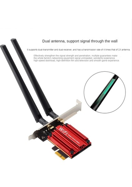 M.2 Pcıe Wifi Kablosuz Adaptör Dönüştürücü Ngff M.2 Wifi Bluetooth Kartı Için 2x Anten ile AX210 AX200 9260 8265 (Yurt Dışından)