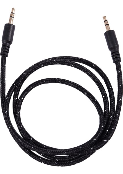 1m 3.5mm Stereo Erkek - Erkek Jack Aux Kablosu Telefon Araba Için Ses Yardımcı Kurşun, Siyah (Yurt Dışından)