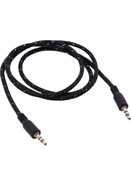 1m 3.5mm Stereo Erkek - Erkek Jack Aux Kablosu Telefon Araba Için Ses Yardımcı Kurşun, Siyah (Yurt Dışından)
