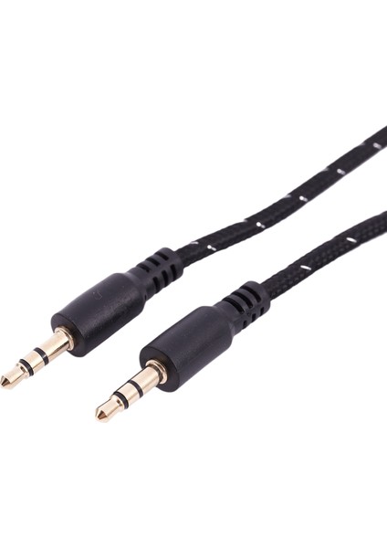 1m 3.5mm Stereo Erkek - Erkek Jack Aux Kablosu Telefon Araba Için Ses Yardımcı Kurşun, Siyah (Yurt Dışından)