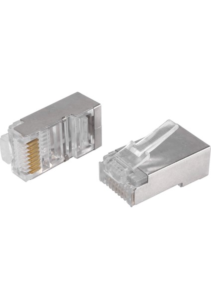 Korumalı RJ45 Konektörü CAT5E Cat6 Sıkma Ethernet Konektörü Stp 8P8C Modüler Kristal Kafa Fişleri 100 Adet (Yurt Dışından)