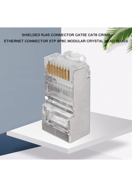 Korumalı RJ45 Konektörü CAT5E Cat6 Sıkma Ethernet Konektörü Stp 8P8C Modüler Kristal Kafa Fişleri 100 Adet (Yurt Dışından) modelleri