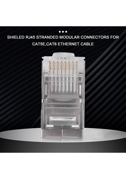 Korumalı RJ45 Konektörü CAT5E Cat6 Sıkma Ethernet Konektörü Stp 8P8C Modüler Kristal Kafa Fişleri 100 Adet (Yurt Dışından) fırsatları