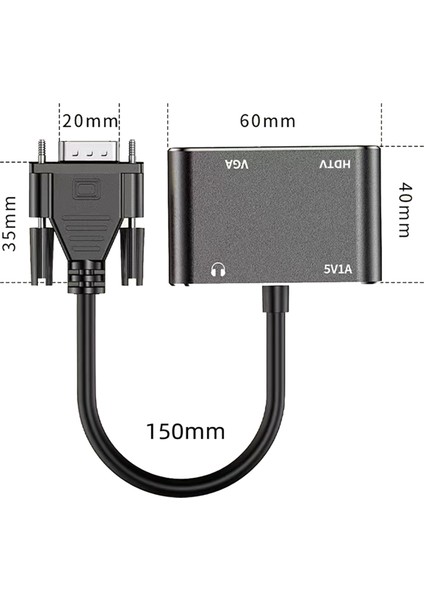 Vga'dan Hdtv'ye + VGA Dönüştürücü Bilgisayar Bağlantısı Monitör Tv Çift Ekranlı Ekran Adaptör Kablosu Güç Dönüştürücülü (Yurt Dışından)