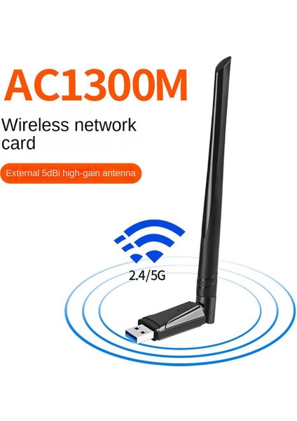 1300 Mbps Dual Band Gigabit Kablosuz Ağ Kartı 5.8g Kablosuz Wifi Alıcı USB Wifi Adaptörü Kablosuz Ağ Kartı (Yurt Dışından)