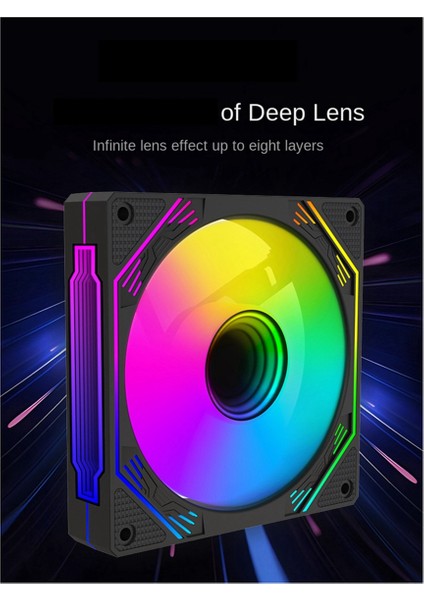 Oyun Kabini Rgb Kasa Fanı 120MM 3D Sonsuz Ayna Sessiz Fan Ileri Üfleme Argb+Pwm 2'si 1 Arada (Yurt Dışından)