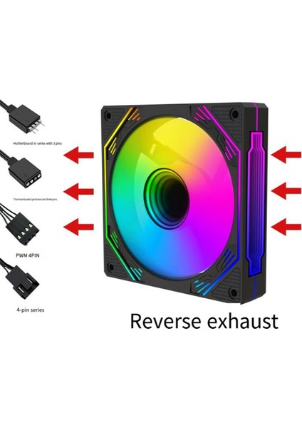 Oyun Kabini Rgb Kasa Fanı 120MM 3D Sonsuz Ayna Sessiz Fan Ileri Üfleme Argb+Pwm 2'si 1 Arada (Yurt Dışından)