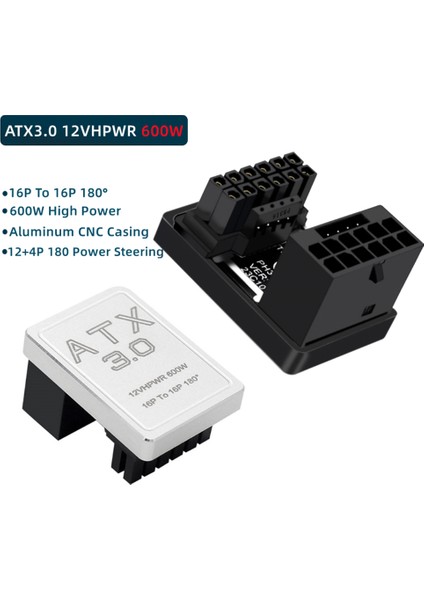 Grafik Kartı Gpu Güç Kaynağı Adaptörü 180 Derece U Dönüş Konektörü 12 + 4 P 16 P Ila 16 P Masaüstü Kasa Kartı Tel-C (Yurt Dışından)