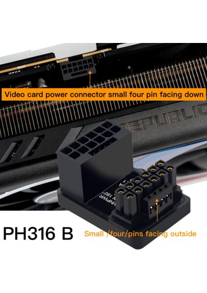 Grafik Kartı Gpu Güç Kaynağı Adaptörü 180 Derece U Dönüş Konektörü 12 + 4 P 16 P Ila 16 P Masaüstü Kasa Kartı Tel-C (Yurt Dışından)